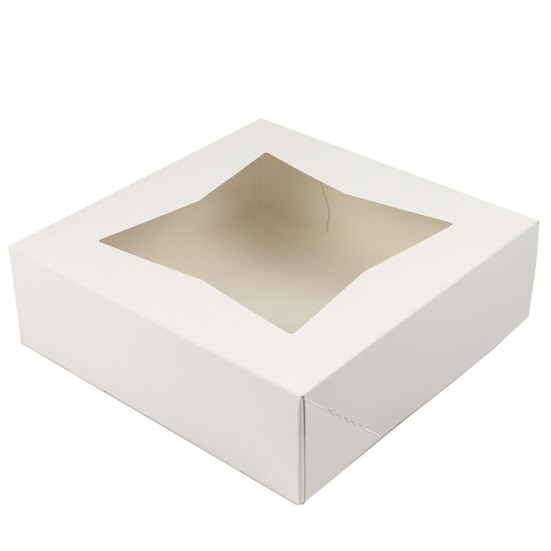 O'Creme White Pie Box, with Window, 10 x 10 x 2.5 Inches Deep - Pack Of 5, 1 of 4