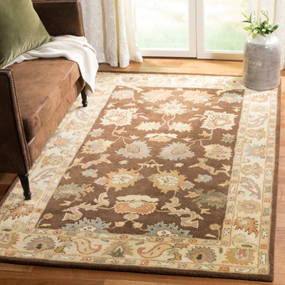 Bergama 6' x 9' Brown and Ivory Wool Hand-Tufted Area Rug