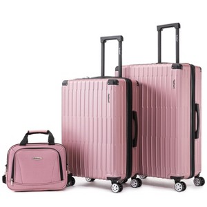 Rockland 3 Luggage Set 2-Piece Hardside Spinner Wheel Uprights with Tote Pink - 1 of 4