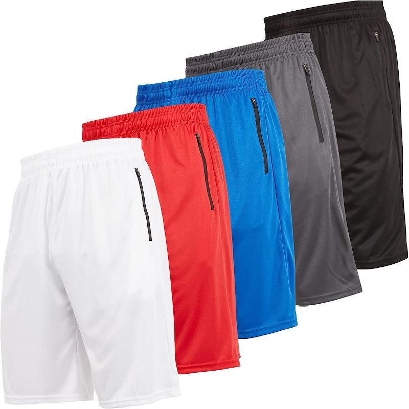 Ultra Performance 5 Pack Mens Athletic Running Shorts, Basketball Gym Workout Shorts for Men with Zippered Pockets, 1 of 7