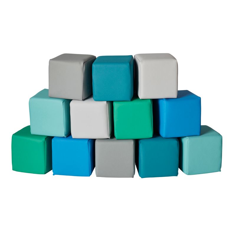 ECR4Kids SoftZone Patchwork Toddler Foam Block Playset, Soft Building Blocks, 12-Piece, 1 of 14