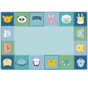 Carpets for Kids KIDSoft Baby Animals Border Tranquil Colors Learning Rug, Rectangle - 1 of 4