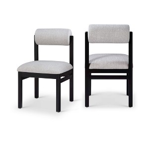 Meridian Furniture,Roundhill Linen Textured Fabric Upholstered Dining Chair, Set of 2 - 1 of 4