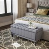 Storage Ottoman, Linen Fabric Button Tufted Storage Bench with Soft Close Lid for Living Room, Entryway or Bedroom Heather Gray - 2 of 4