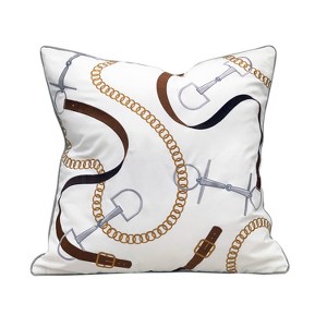 RightSide Designs Bits & Leather White Indoor/ Indoor/Outdoor Throw Pillow - 1 of 4
