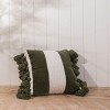 Green Velvet Stripe 18X18 Hand Woven Filled Pillow - Foreside Home & Garden - 2 of 4