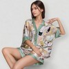 Anna-Kaci Lounge Women's Animal Print Pajama Set with Short Sleeves Button-Up Top and Contrast Trim Shorts - 3 of 4