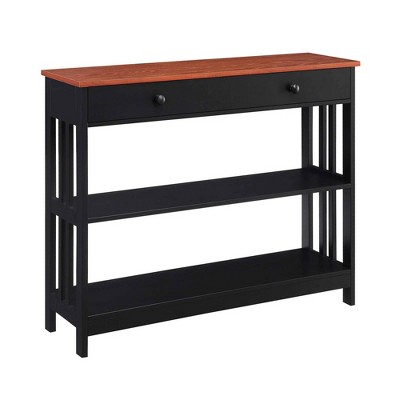 Mission 1 Drawer Console Table with Shelves Cherry/Black - Breighton Home