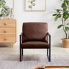 Modern Arm Chair, PU Leather Accent Armchair With Thick Padded Backrest, Seat Cushion Sofa Chair, Metal Frame Single Chair For Living Room, Office - 2 of 4