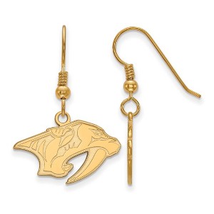 Black Bow Jewelry 14k Yellow Gold Plated Sterling Silver Nashville Predators NHL Dangle Earrings - 1 of 3