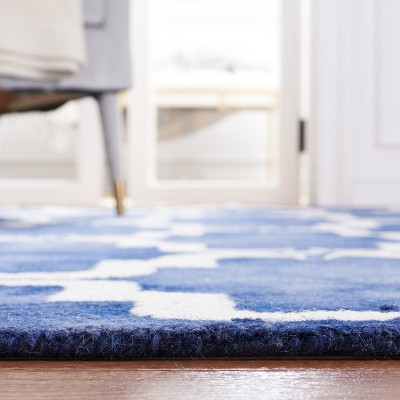 Ivory and Navy Hand-Tufted Wool Square Rug