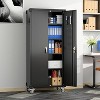 Garage Storage Cabinet with Wheels, 72" H Locking Metal Storage Cabinet with 4 Adjustable Shelves & Door Pegboard for Garage, Home Office - 2 of 4