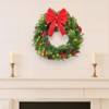 VEVOR Christmas Wreath, 24 Inches Pre-Lit Artificial Christmas Wreath with 50 Lights and Timer, Decorated with Pine Cones,Red Berry Clusters,Green - 2 of 4