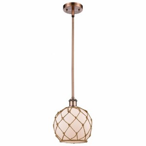 Farmhouse Rope - 1 Light Stem Hung Mini Pendant In Industrial Style-10 Inches Tall and 8 Inches Wide - 1 of 1