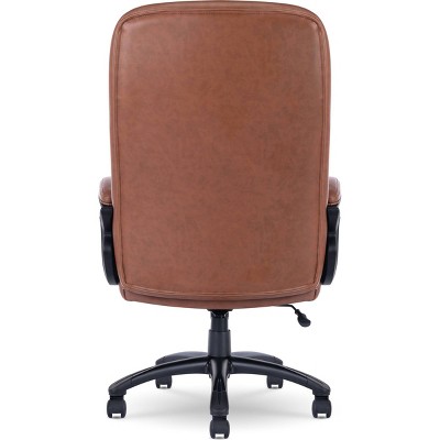 Cognac Faux Leather High Back Executive Swivel Chair