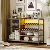 Wine Bar Cabinet, Industrial Coffee Bar Cabinet Glass Holders, Storage Buffet Cabinet Liquor Organizer for Living Rooms, Apartments- Brown - 3 of 4