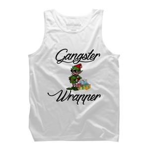 Men's Design By Humans Gangsta Wrapper Adult Ugly Christmas Sweatshirt Gangsta Wrapper By alungu3208 Tank Top - 1 of 3