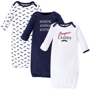 Hudson Baby Infant Boy Cotton Gowns, Bonjour, Preemie-Newborn - 1 of 4