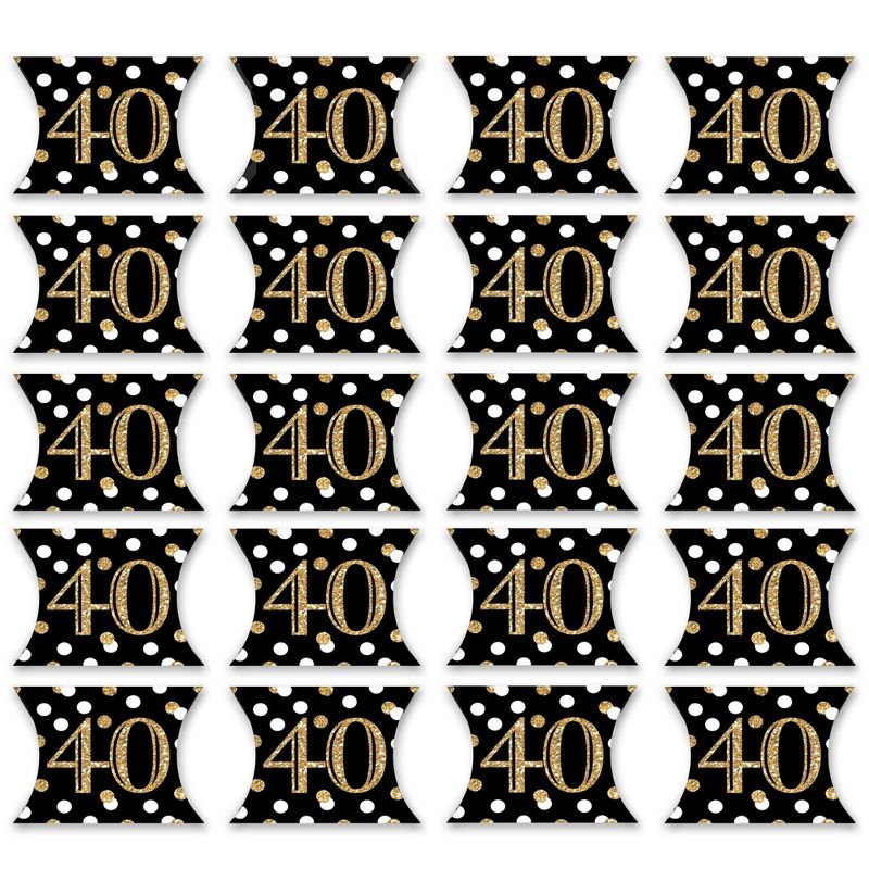 Big Dot of Happiness Adult 40th Birthday - Gold - Favor Gift Boxes - Birthday Party Petite Pillow Boxes - Set of 20, 5 of 9