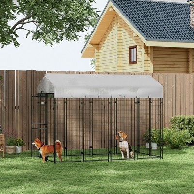 Large Outdoor Galvanized Steel Dog Kennel with Waterproof Cover