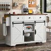 LunaLulinlk 53.7" Farmhouse Kitchen Island with Power Outlet, 2 Sliding Barn Door Kitchen Storage Island with Drop Leaf - 4 of 4