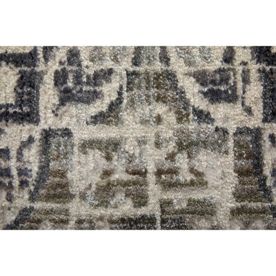 Ivory and Beige Easy-Care Synthetic Rectangular Rug