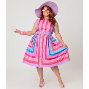 target pastel dress Unique Vintage Women's Plus Size Sleeveless Button Swing Dress Pastel  Purple & Blue Stripe 4X/28W-30W : Target
