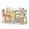 Lycvki 5 Piece Wood Kids Table with 4 Chairs Set - 2 of 4