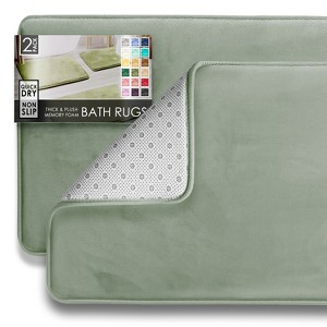 Hearth & Harbor Bathroom Rugs, Ultra Soft Velvet Memory Foam Bath Mats with PVC Backing - 1 of 4