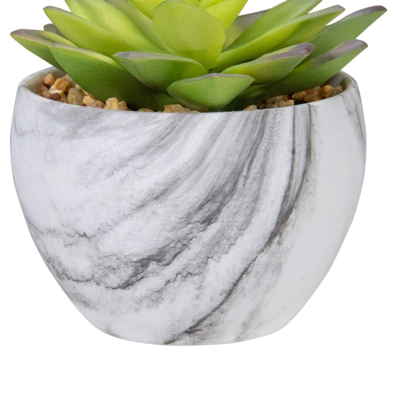 Northlight 4" Green and Purple Artificial Succulent in Faux Marble Pot, 3 of 6