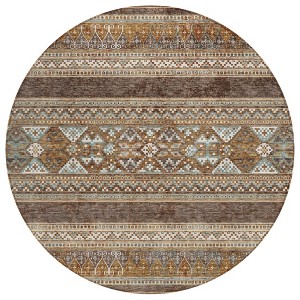 Chocolate And Gray Southwestern Washable Indoor Outdoor Area Rug - 1 of 4