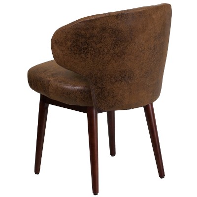 Posh Black LeatherSoft Side Chair with Walnut Legs