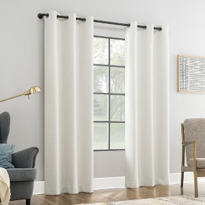 40"x63" Sun Zero Aldwin Slub Texture Magnetic Closure 100% Blackout Grommet Curtain Panel Pearl - 1 of 4