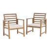 GDFStudio Abraham Outdoor Acacia Wood Club Chairs with Cushion (Set of 2), Natural/Cream - 2 of 4