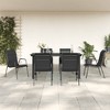 vidaXL Patio Dining Set Outdoor Table and Chair Black Steel and Textilene - 63" Table Length 6 Items - 2 of 4