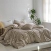 Striped Duvet Cover Set, 100 Washed Cotton, Linen - Like, Breathable, Durable, Soft, Tannish Linen Grey White Stripes, King 104x90 - 3 of 4