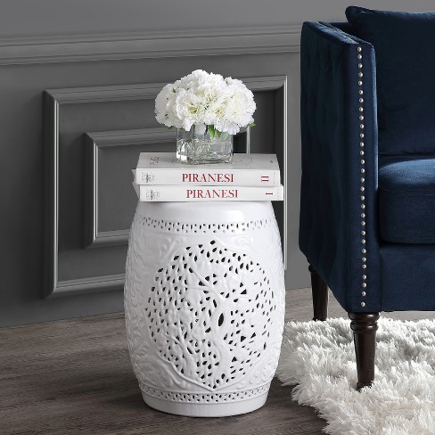 Ceramic white deals stool