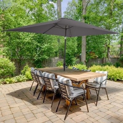 Gray Rectangular 10 Ft Patio Umbrella with Steel Pole