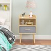 Gulches Nightstand, 24 Inch High in Beige, Equipped with 1 Drawer, 1 Open - style Shelf and Wooden Legs - 2 of 4