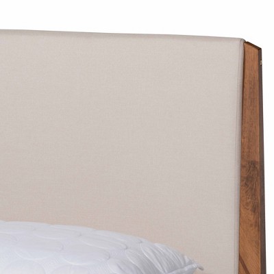 Lenora Queen Mahogany Wood Upholstered Platform Bed