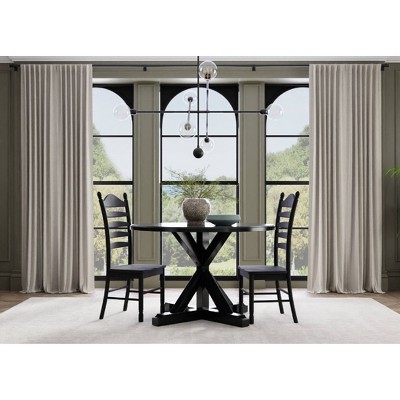 Winslet Round Black Wood X Base Dining Table
