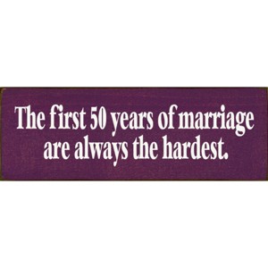 Slickblue Marriage Humor Wood Sign, 3.5x10 Solid Pine, Routed Slot & Shelf Edges, Multiple Colors - 1 of 3