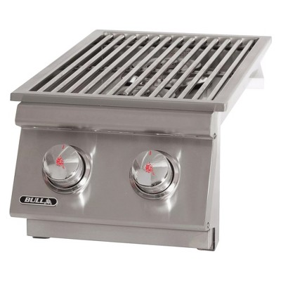 Bull Outdoor Products 22,000 BTUs Slide In Stainless Steel Double Side Burner with Removable Stainless Steel Cover and Brass Burners