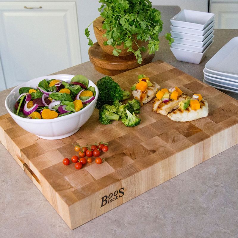 John Boos Small Maple Wood Cutting Board for Kitchen Thick Reversible End Grain Charcuterie Boos Block with Finger Grips, 5 of 7