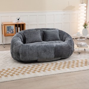 Kumasinova Chenille High Back Bean Bag Chair Couch for Adults and Kids,Lazy Loveseat Sofa with 2 Pillows for Living Room,Bedroom,Apartment,Gray - 1 of 4