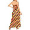LA LEELA Women's Summer Rainbow Flag Smocked Swing Tube Top Dresses for Women One Size Multi Stripes - 4 of 4