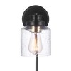 Willow 1-Light Matte Black Plug-In or Hardwire Wall Sconce with Seeded Glass Shade - Globe Electric: Pivot Joint, 6ft Cord - 2 of 4