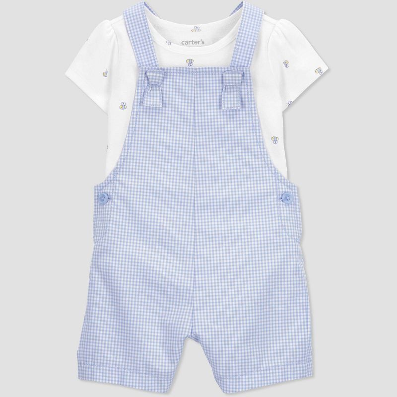 Carter&#39;s Just One You&#174; Baby Girls&#39; Gingham Overalls - Blue, 3 of 7