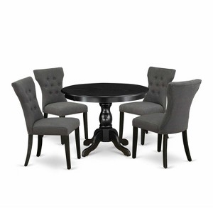 HomeStock 5-Piece Wire Brushed Black Finish Solid Wood Top Dining table with 4 Chairs - 1 of 4