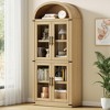 Arched Bookshelf with Doors, 15.83in Depth Storage Shelves, 71.4in Tall Wooden Display Cabinet, Farmhouse Bookcases for Living Room, Kitchen, Office - 4 of 4